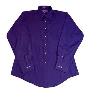 Bergamo New York Fitted Dress Shirt Men’s L (16-16.5) 34/35 Purple Long Sleeve